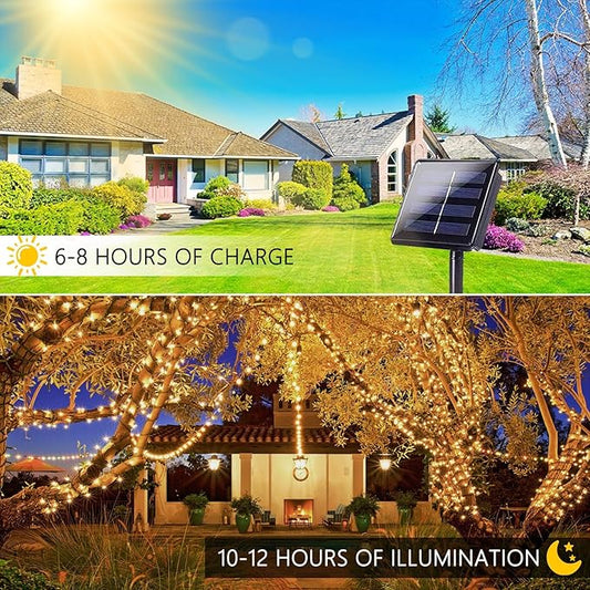 6 Pack Solar Chrismas Lights Outdoor, 285 FT Total 720 LED Solar String Lights for Outside with 8 Modes & Memory Function, Waterproof Twinkle Light for Xmas Tree Yard Party Decorations (Warm White)