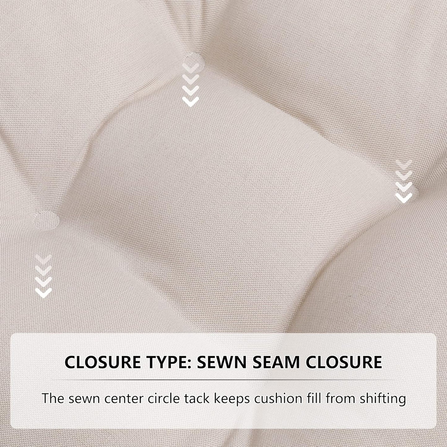 RACE LEAF Outdoor Cushions 17" x 17" Patio Chair Seat Pads, Set of 2 Thick Fill Tufted Square Patio Cushions, Water-Resistant Olefin Chair Seat Cushion with Ties for Non-Slip Support, Beige