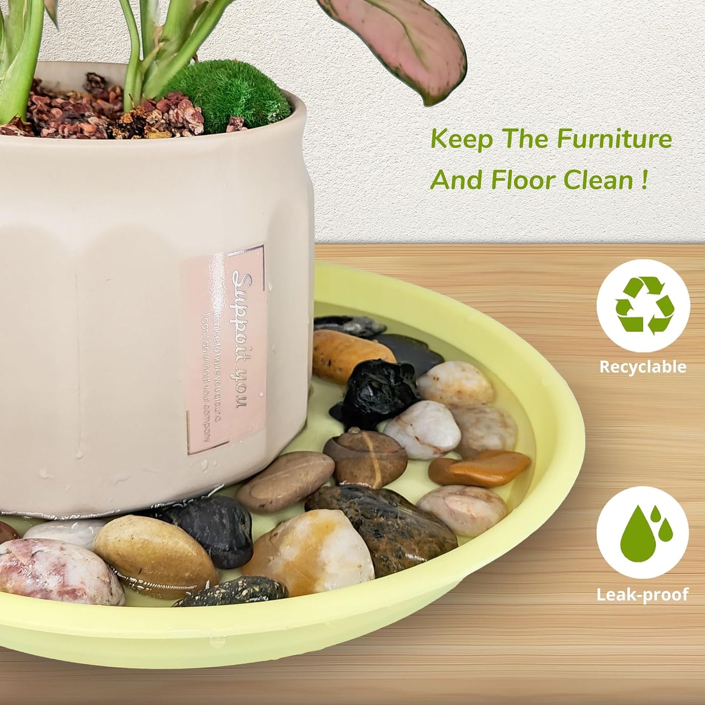 12Pcs Colourful Plant Saucer, 6 8 10 Inch Durable Plastic Plant Tray, Round Plant Pot Saucers, Drip Tray for Indoor and Outdoor Garden, Yellow