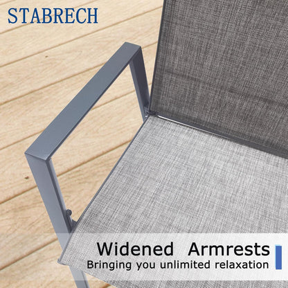 Outdoor Patio Chairs Set of 2, Grey Stackable Outdoor Chairs, Lightweight Patio Set with High Back, Metal Dining Chair for Lawn, Garden, Yard and Deck