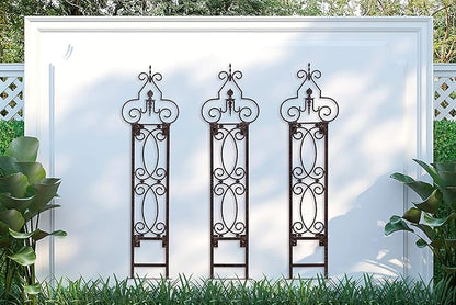 H Potter Outdoor Metal Wall Decor or Trellis for Climbing Plants Suitable as Art Garden Panel Roses Vines Privacy Includes Brackets to be Hanging Gar124w1