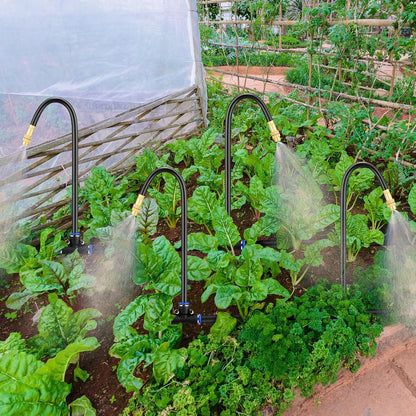 Zonon 10 Pcs Brass Misting Nozzles Tee with 16 Inch Built in Hose 360 Degree Rotation Adjustable Water Mister Nozzles Thread Sprayer 0.043" Misting Parts and Accessories for Patio Outdoor Cooling