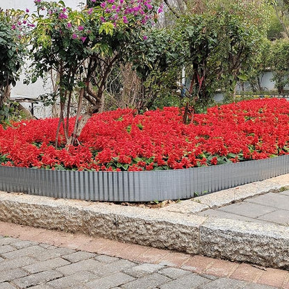 Metal Landscape Edging Border,6 inch × 40 feet Corrugated Garden Edging for Flower Bed,Lawn (Silver, 6 Inch × 40FT)