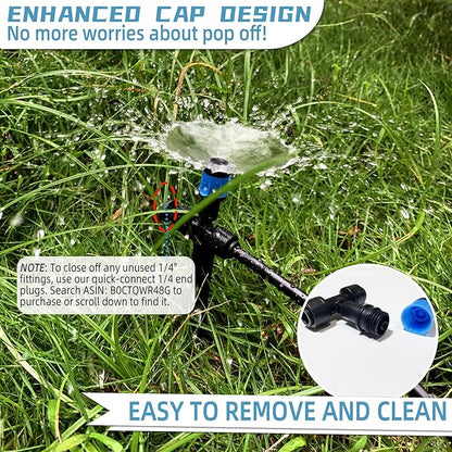 40PCS Push-to-Connect Drip Irrigation Emitters for 1/4 inch Irrigation Tubing, Two-Way Connection Adjustable Vortex Drip Emitters with Stake, Irrigation Dripper Sprinklers for Drip Irrigation System