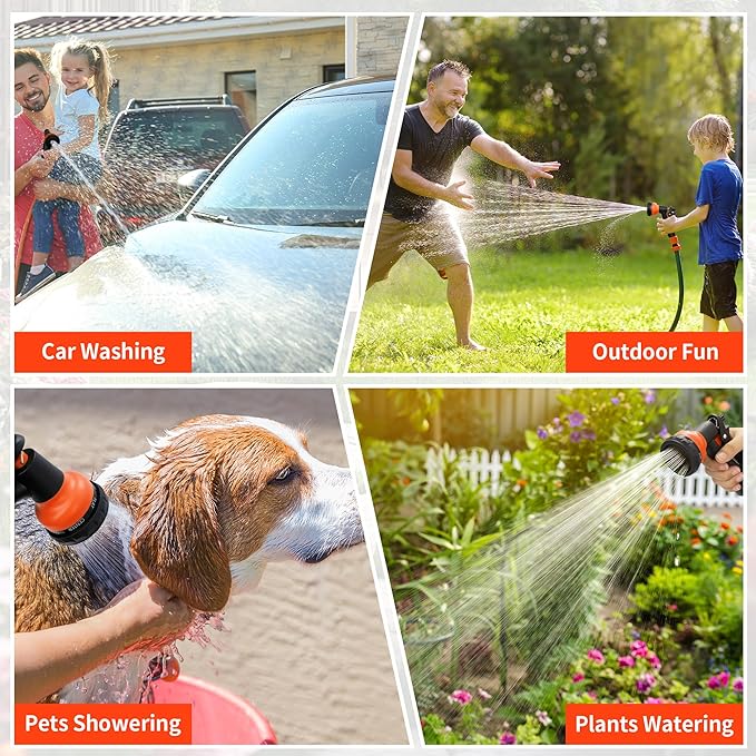 NEXCOVER Hose Nozzle 4PK, Garden Hose Nozzle with 7 Adjustable Watering Patterns, ABS Hose Nozzle Sprayer, Non-Slip Water Spray Nozzle for Watering Plants & Lawns, Cleaning, Washing Pets & Cars