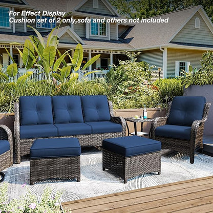 Joyside Outdoor Chair Cushions Set, 22x25/22x24 Inch Patio Furniture Deep Seat Cushions, Water Resistant & Thick Cushion, Outdoor Replacement Cushions for Seat and Sofa (Blue, 5 Set)