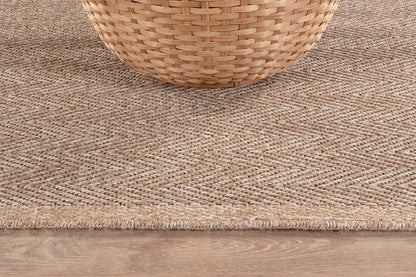 CAMILSON Easy Jute Round Rug 6ft Indoor Outdoor Natural Color Fiber Area Rugs for Living Room Patio and Kitchen Rug Herringbone Woven Design Easy-Cleaning Washable Outside Carpet Alfombras (6 Round)