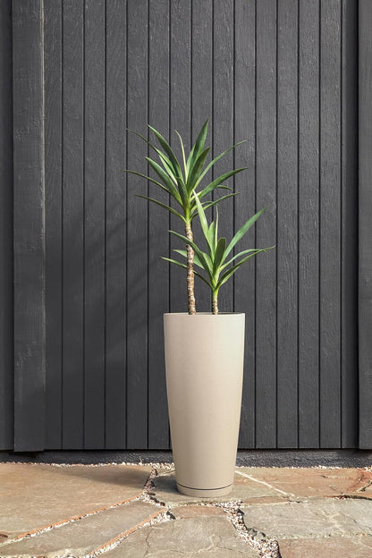 Veradek Vega Round Tall Planter Pots for Indoor/Outdoor Use | Made from Plastic - Stone Mix with Drainage Holes | Perfect for Small to Large Succulent Plants, Flowers, Modern Interior Plants