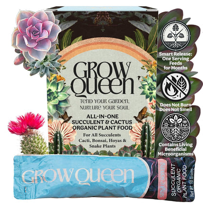 Complete Organic Cactus & Succulent Fertilizer, Succulent Plant Food & Cactus Food, Bonsai, Snake Plant Fertilizer, 7 Servings Fast & Slow Release Feeds up to 28 Plants 8 Months