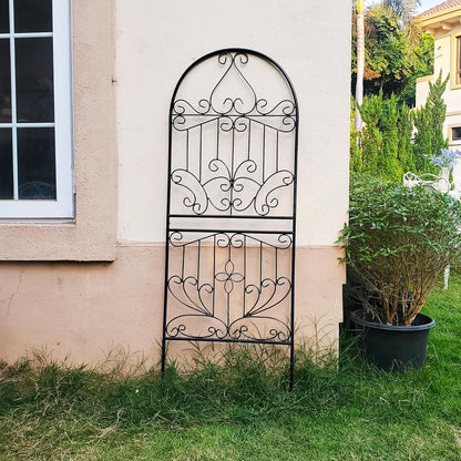 SCENDOR Trellis for Climbing Plants 59" H x 22" W Metal Unique Design Decorative Garden Structure Weather-Resistant Lattice Outdoor Decor Flowers Roses Vine Ivy Clematis Black Coating 1 Pack