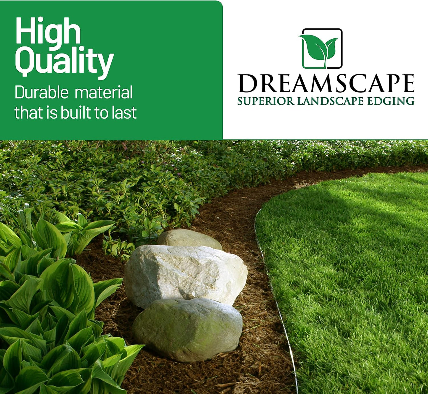 Dreamscape YardEdge Aluminum Landscape Edging - 8 Strips, 6ft Each (48ft Total), Mill Finish - Professional Quality Landscaping Border, Metal Divider for Lawn, Garden, Flowerbed