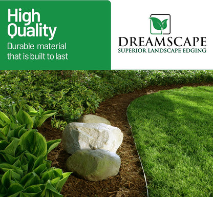 Dreamscape YardEdge Aluminum Landscape Edging - 8 Strips, 6ft Each (48ft Total), Mill Finish - Professional Quality Landscaping Border, Metal Divider for Lawn, Garden, Flowerbed