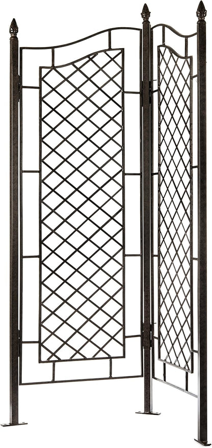 H Potter Large Trellis for Climbing Plants Wrought Iron Metal 2 Panel Ivy Garden Privacy Screen Patio Deck