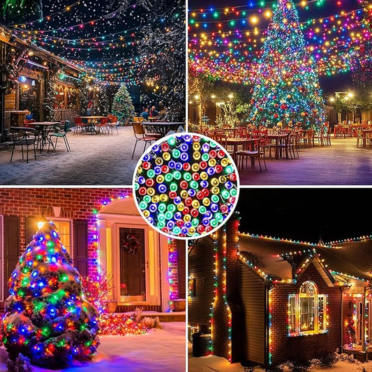 2 Pack Solar Christmas String Lights, Total 400 LED 144Ft Solar String Lights, Outdoor Lighting with 8 Modes Waterproof for Xmas Tree, Garden, Patio, Party Decorations (Multi Color)