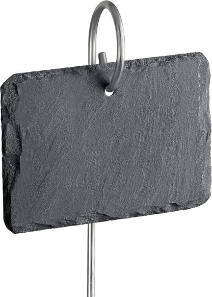 GardenMate 10-Pack Natural Style Slate Plant Labels (4"x 2 3/4") Hanging from a Stainless Steel Metal Rod (22")