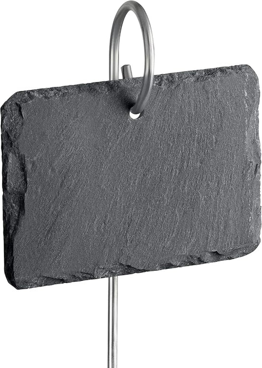 GardenMate 10-Pack Natural Style Slate Plant Labels (4"x 2 3/4") Hanging from a Stainless Steel Metal Rod (22")