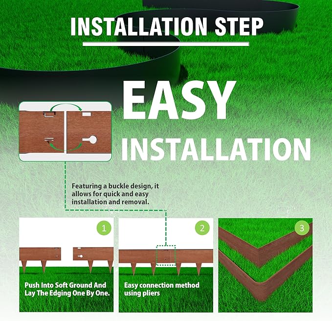 20ft (6-Pack) Cor-Ten Steel Landscape Edging – 40" x 8" Flexible Pre-Applied Rust Patina Garden Border