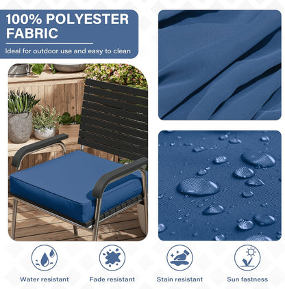 Patio Chair Cushions 22 X 22 X 4 Inch Waterproof Outdoor Seat Cushions for Patio Furniture, Outdoor Sofa Couch Pads with Ties & Handle, Set of 2, Blue