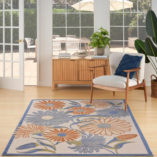 Nourison Home Aloha Beige Multicolor 6' x 9' Area Rug - Easy Cleaning, Non Shedding, Bed Room, Living Room, Dining Room, Kitchen (6' x 9')