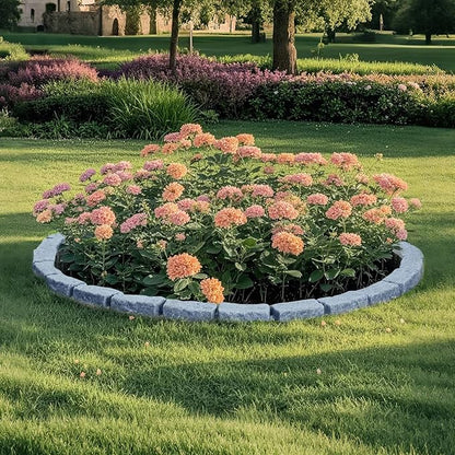 VEVOR Faux Stone Landscape Edging, No Dig Garden Edging Border, Flexible Blocks for Lawn Edging, Flower Beds, Driveway, Yards with 12 Spikes, 4 Pack 24 Bricks 16FT Kit, 46.5" Lx 3.7" W x 2.2" H, Grey