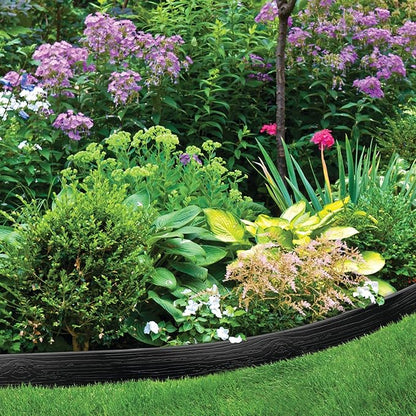 MASTER MARK Terrace Board, Landscape Coiled Edging, Grass Barrier, Bender Board, Flower Bed, Vegetable Garden Borders 5 in. x 40 ft. with 10 Stakes (Black)