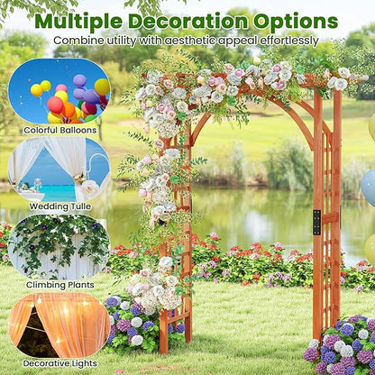 Giantex 85inch Wooden Garden Arch Wedding Arch for Ceremony, Garden Arbor Trellis for Climbing Plants Vines, Easy Assembly, Outdoor Flower Arches Wedding Arbor for Bridal Party