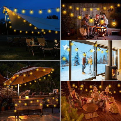 LED Christmas Lights, 50FT Patio Lights with 16Pcs Shatterproof S14 Bulb(1 Spare),4 Lighting Mode, Connectable,Waterproof Warm White Edison Plastic Bulb Hanging Light for Yard Gazebo Porch Décor