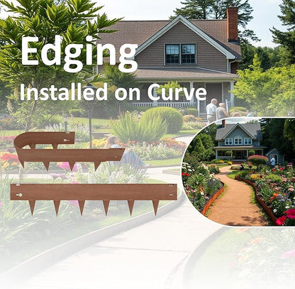 20ft (6-Pack) Cor-Ten Steel Landscape Edging – 40" x 8" Flexible Pre-Applied Rust Patina Garden Border