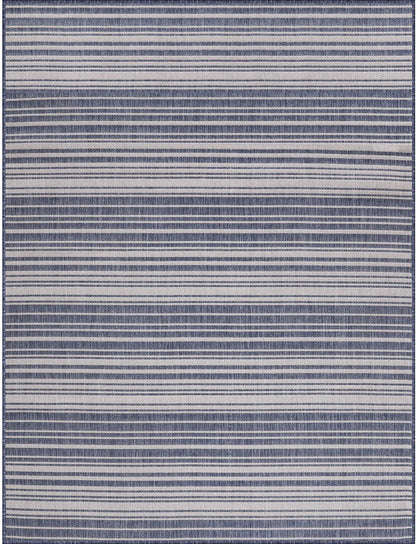 Stripe Outdoor Rug 10x14 Washable Outside Carpet for Indoor Patio Porch Waterproof Easy Cleaning Non Shedding Area Rugs Blue 10 x 14