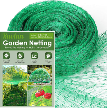 Ruolan Bird Netting for Garden Protect Vegetable Plants and Fruit Trees13X20Ft,Plastic Trellis Netting for Birds, Deer,Squirrels and Other Animals