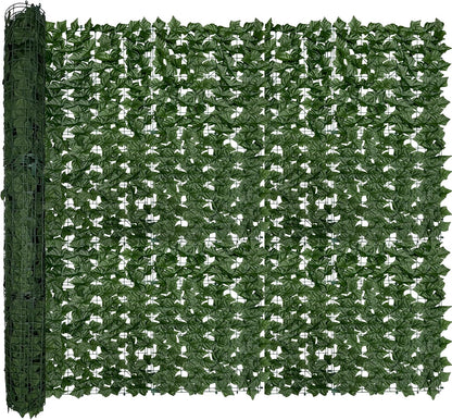 Artificial Ivy Privacy Fence Roll Screen,128" by 72" (64 SQFT) UV-Anti Faux Hedge Fence and Fake Ivy Vine Leaf Wall Panels for Indoor&Outdoor Green Backdrop, Garden Greenery Decor