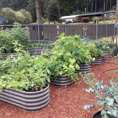 A ANLEOLIFE 12-Pack 4X4X1.5ft & 6X2X1.5ft & 81x81x18 in Deep Root Galvanized Raised Garden Beds Outdoor for Planting Vegetables Flowers Herb, Quartz Grey