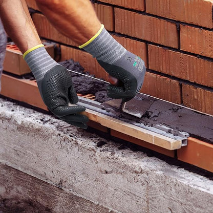 KAYGO MicroFoam Nitrile Coated Work Gloves, 3 Pairs KG19N Seamless Knit Nylon, Micro Dots for Enhanced Grip, Breathable and Durable, Ideal for Automotive, General Assembly, Painting, Gray, S