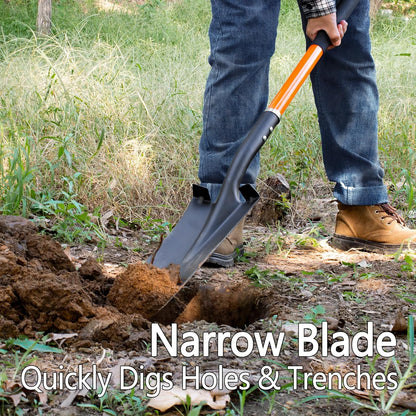 Heavy Duty Shovel with Fiberglass Handle for Digging and Gardening, Metal, 58 Inches