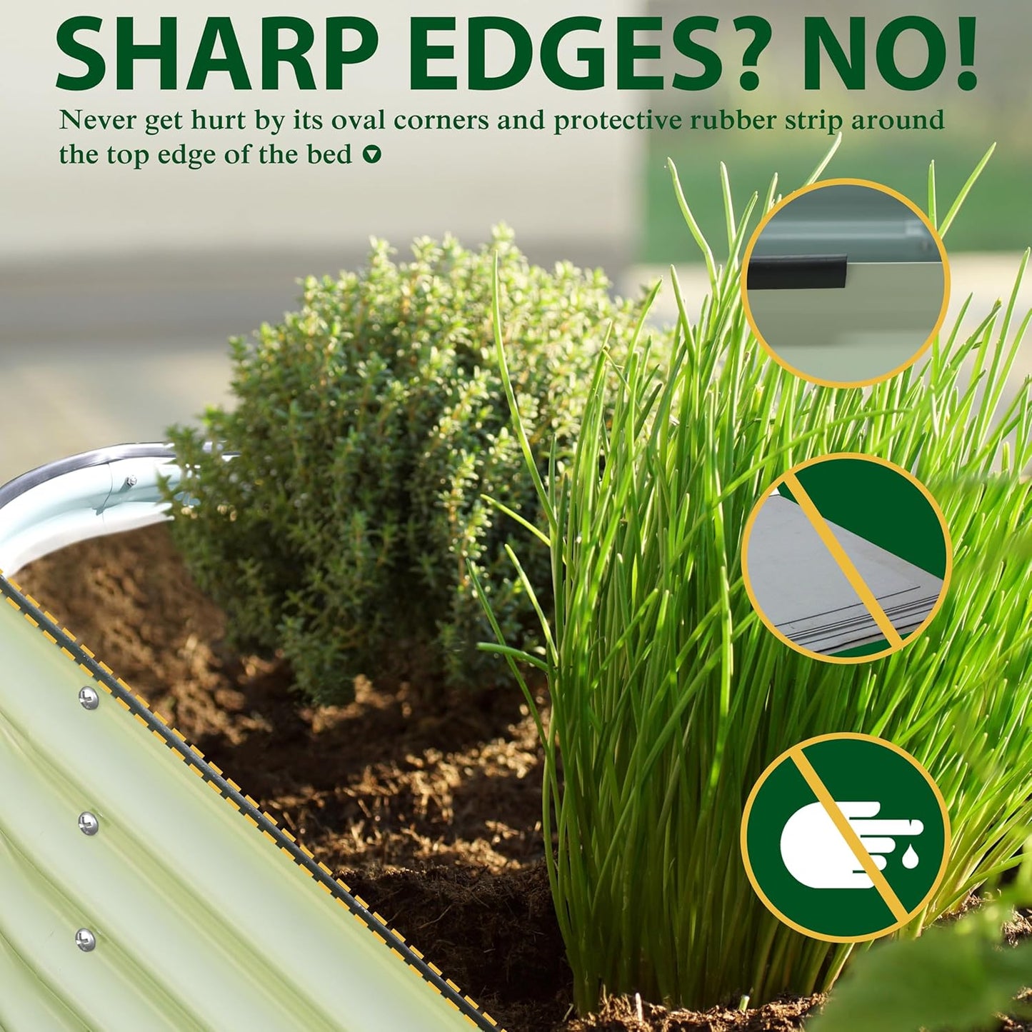 MUPATER 8ftx2ftx1.4ft Raised Garden Bed Outdoor for Vegetables, 9-in-1 Galvanized Metal Planter Box, 17''H Modular Garden Bed Kit Oval for Herbs and Flowers, Pearl White