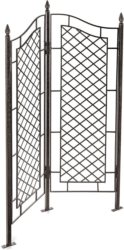 H Potter Large Trellis for Climbing Plants Wrought Iron Metal 2 Panel Ivy Garden Privacy Screen Patio Deck