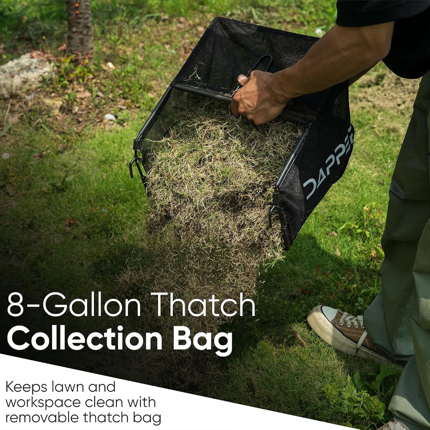 13-Inch 2-in-1 Electric Dethatcher and Scarifier Lawn Dethatcher with 8-Gallon Removable Thatch Collection Bag, 4-Position Depth Adjustment, 12 Amp, Quick-Fold, Keeps Lawn Healthy