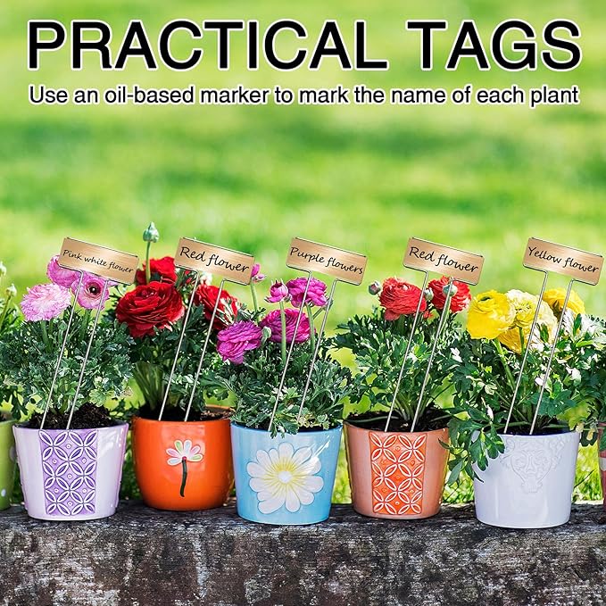 33 Pack Galvanized Steel Plant Markers with 2 Neutral Pens 10 Inch Metal Garden Stakes Outdoor Plants Waterproof and Reusable for Herb Flower Vegetable Identification