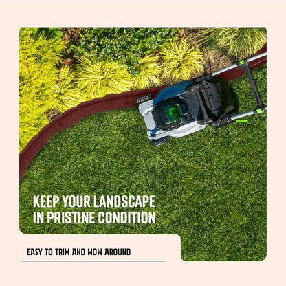 Playsafer L Shaped Flexible Rubber Scalloped Edger for Lawns Landscaping and Playground | Easy No Dig Installation| 4' Long (4, Red)