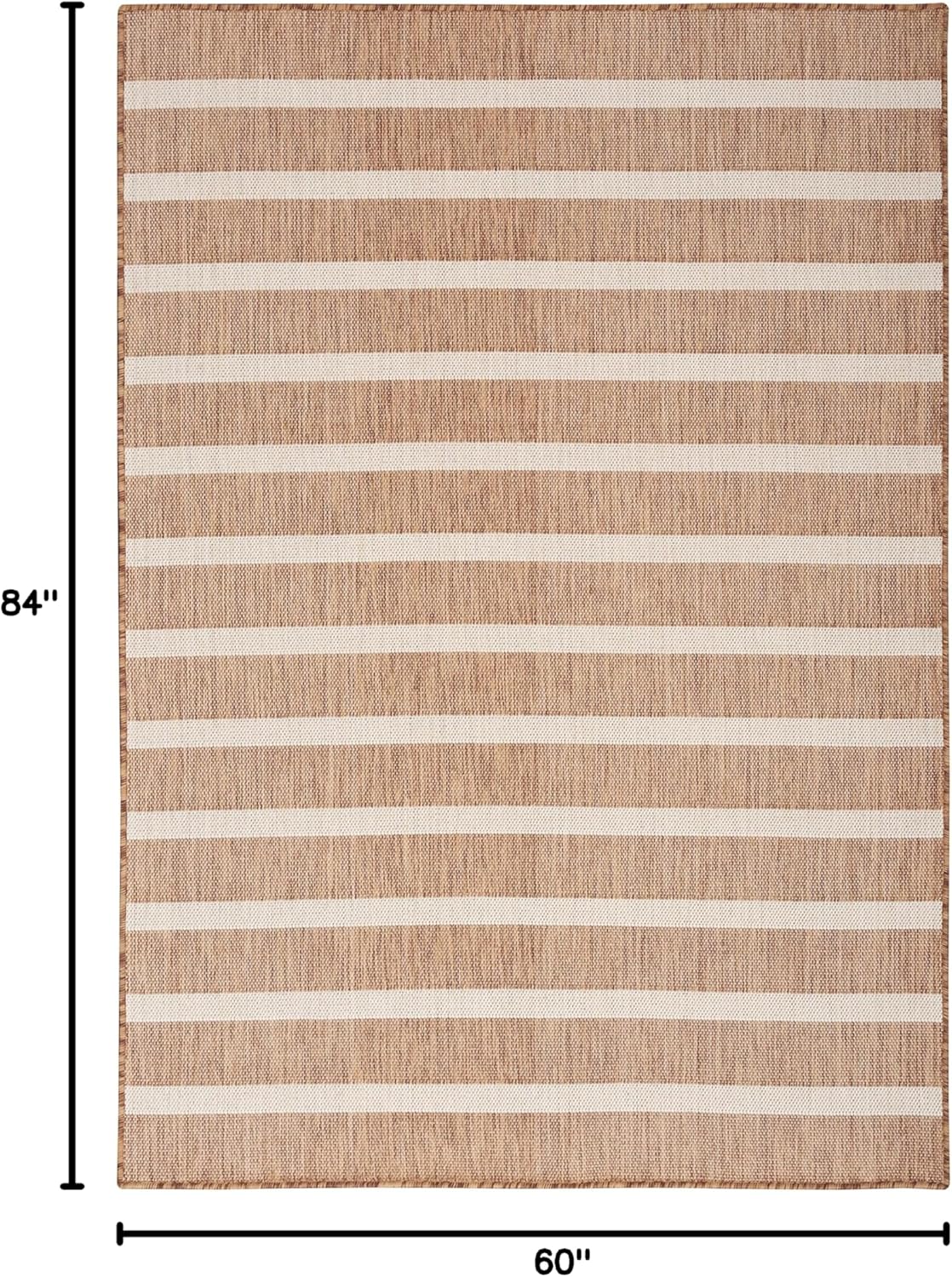 Nourison Home Positano Indoor/Outdoor Jute Ivory 5' x 7' Area Rug, Easy Cleaning, Non Shedding, Bed Room, Living Room, Dining Room, Deck, Backyard, Patio (5x7)