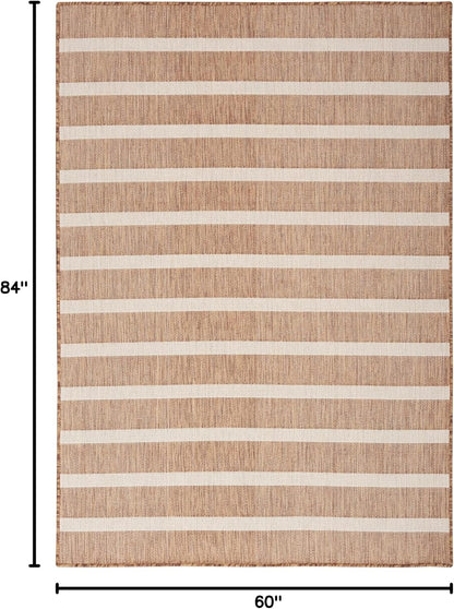 Nourison Home Positano Indoor/Outdoor Jute Ivory 5' x 7' Area Rug, Easy Cleaning, Non Shedding, Bed Room, Living Room, Dining Room, Deck, Backyard, Patio (5x7)