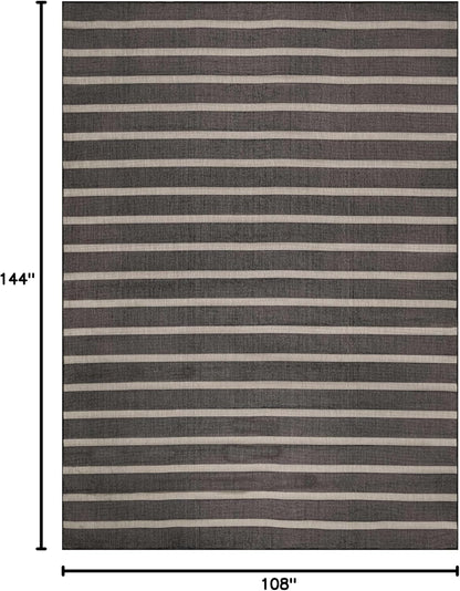 Nourison Home Positano Indoor/Outdoor Black Ivory 9' x 12' Area Rug, Easy Cleaning, Non Shedding, Bed Room, Living Room, Dining Room, Backyard, Deck, Patio (9x12)