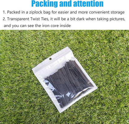 Plastic Black 4" Twist Ties, Reusable Cable Ties,Long Garbage Bag Twist Ties, Trash Bag Coated Ties, Twisty Ties for Organizing, Plant Hollding, Office, Christmas Tree (500 Pcs/4 inch)
