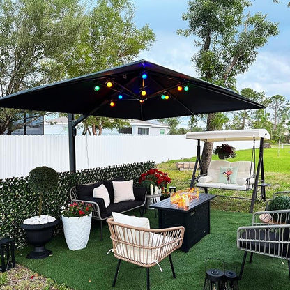 PURPLE LEAF 9' X 12' Rectangle Patio Umbrella Large Cantilever Outdoor Aluminum Offset Umbrella with 360-degree Rotation for Garden Deck Backyard Pool, Grey