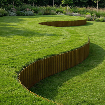 Worth Pre-Rusted Wide-Corrugated Garden Edging, 8" x20Ft Sturdy Steel Lawn Landscape Edging, Bendable Metal Long Strips of Border for Raised Flower Bed Tree Surrounds
