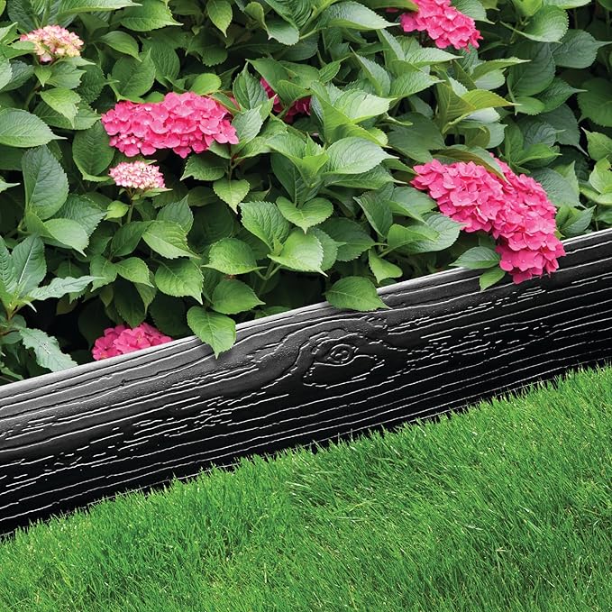 MASTER MARK Terrace Board, Landscape Coiled Edging, Grass Barrier, Bender Board, Flower Bed, Vegetable Garden Borders 5 in. x 40 ft. with 10 Stakes (Black)