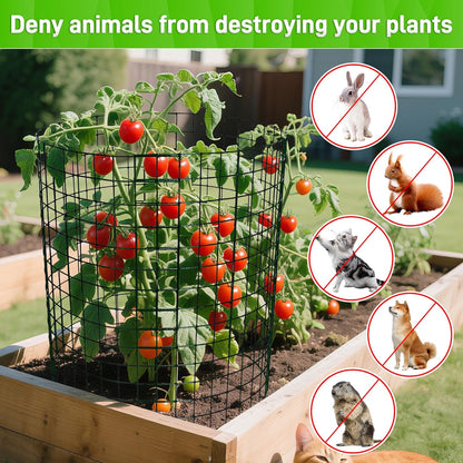 8pcs Plant Protectors from Animals, 16"x 12" Wire Plant Protector, Wire Cages for Plants with Stakes and Cable Ties, Metal Plant Cages for Plants, Vegetables, Flowers