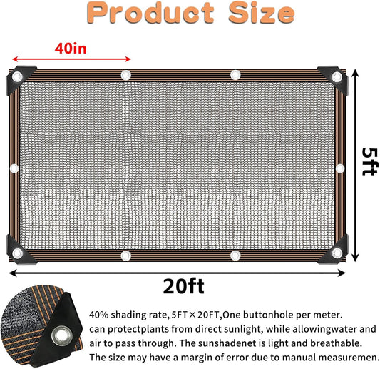 Shade Cloth for Plants Greenhouse, 40-50% Sunblock Shade Sails -for Outdoor Garden Pergola Patio Lawn Plant Sun Protection Cloths for Kennel Chicken Coop Easier to Hang Net Cover