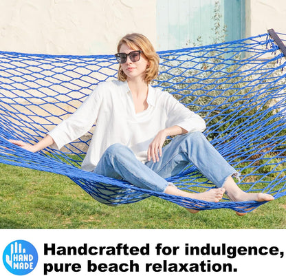 14ft Cotton Rope Hammocks for 2 Person (Blue, Queen)