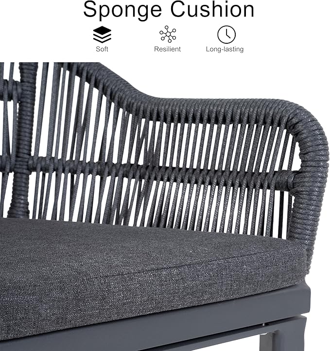 PURPLE LEAF 9 Pieces Patio Dining Set with Outdoor Aluminium Dining Table and Woven Rattan Chairs Modern Metal Furniture Cushions Sets for Garden Yard Indoor Decor Kitchen Gray